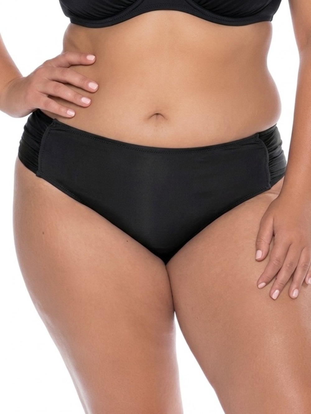 BECCA Color Code Hipster Black Bikini Bottom Moderate Coverage Size 1X 16-18 NEW